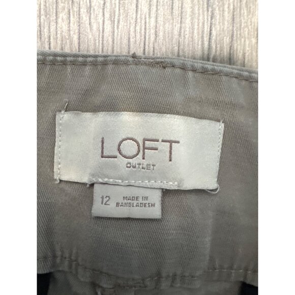 LOFT Outlet Curvy Crop Tan Capri Pants Size 12 Cotton Blend Womens Casual Wear - Picture 3 of 5